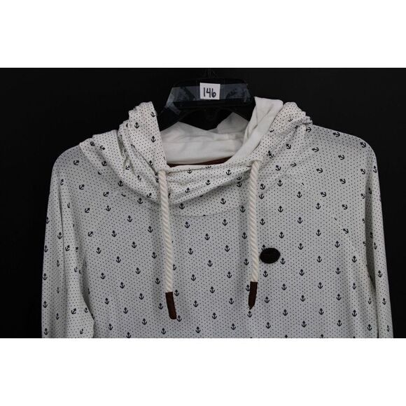 Naketano Brave New Word Cowl Hoodie Size M Anchors PATTERN NAUTICAL - Picture 2 of 7